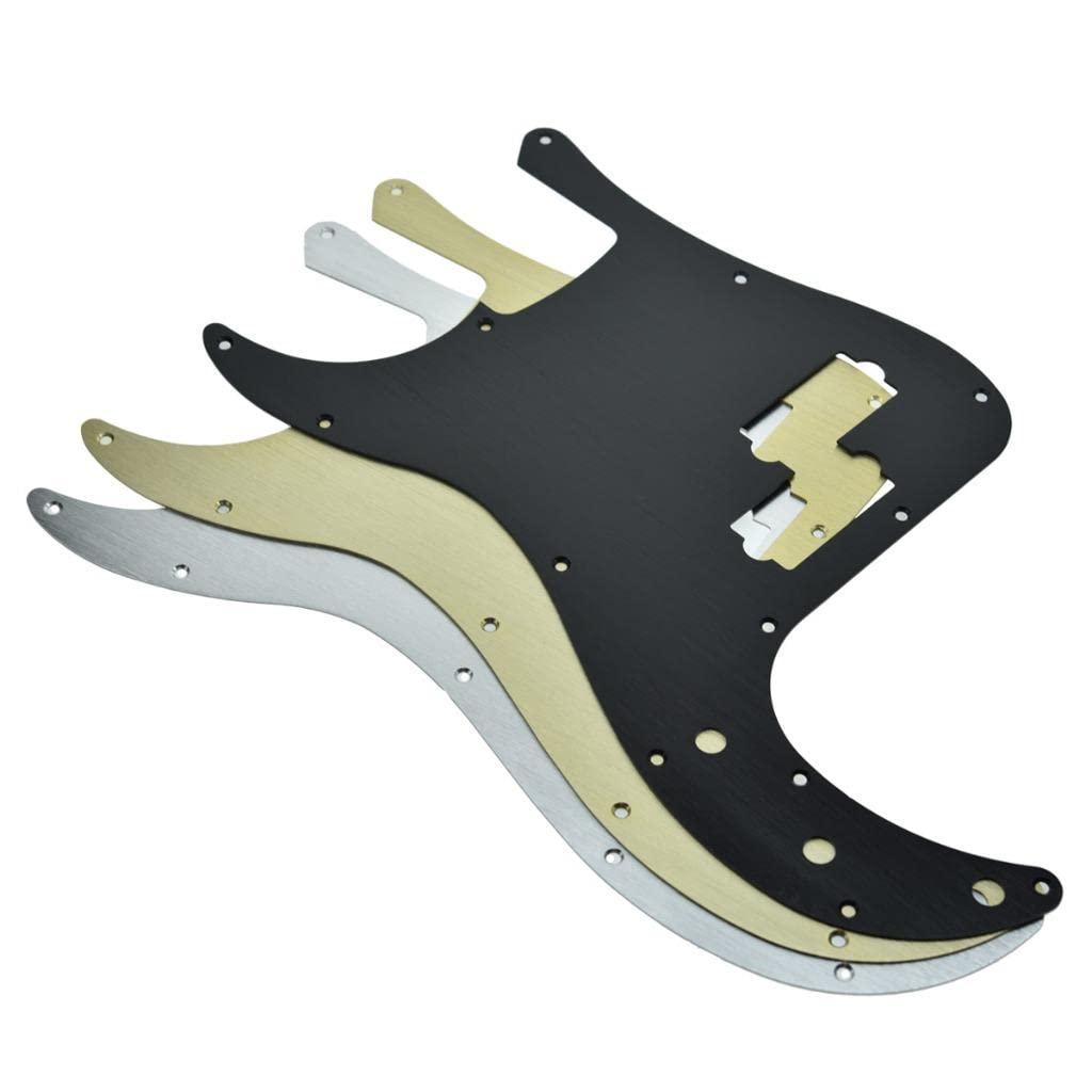 KAISH 13-Hole Metal Aluminium Anodized Left Handed P Bass Style Pickguard American Modern Style Standard Bass Pick Guard for Pre